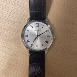 Bulova watch with leather strap used